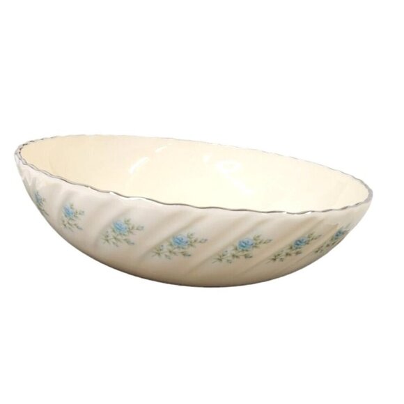 Lenox Rosedale Fine China Serving Bowl 9" Mint Condition Blue Rose - Picture 2 of 8